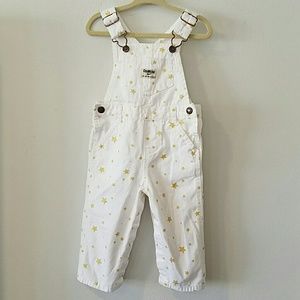 OSHKOSH B'GOSH White Overalls Gold Stars 12 mo